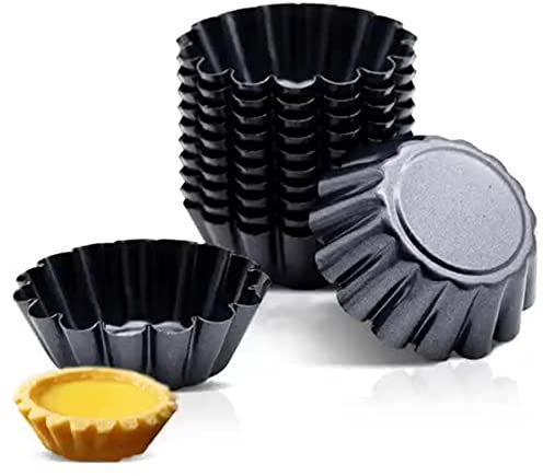MGGi 12 Packungen Eiertörtchenform, Größe 6.6x2.3 cm, Antihaft-Pfanne aus Karbonstahl, Mini-Kuchenform, Muffin-Cupcake-Pudding, Backförmchen – für Kuchen, Kuchen, Quiche-Backgeschirr