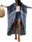Bsubseach Damen Lange Strand Strandponcho für Bademode Sexy Bikini Beach Kimono Strickjacke Grau Krawatte Färben