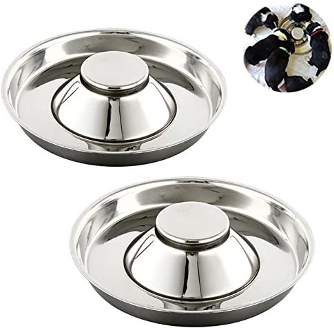 YUDANSI 2Pack Stainless Steel Puppy Weaning Bowls, Cat Bowls for Food Water, Puppy Feeder Bowl Whelping Dishes,Feeding Bowls for Multiple Puppies Cats Eating at Same Time for Small Medium Large Dogs