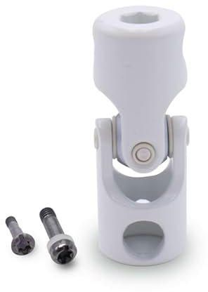 Joint de cardan genouillère d'entrainement à manivelle blanche pour manoeuvre de volet roulant, 6 pans de 7 - diamètre ø 12 mm - En acier pour store et volet roulant - Fabrication et qualité française