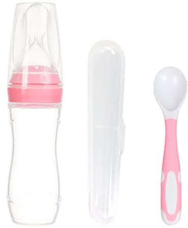 Set di Posate per Bambini Con Bordo Seghettato - Biberon Con Cucchiaio da 120 ml - Baby Food Dispenser - Adatto per l'Alimentazione