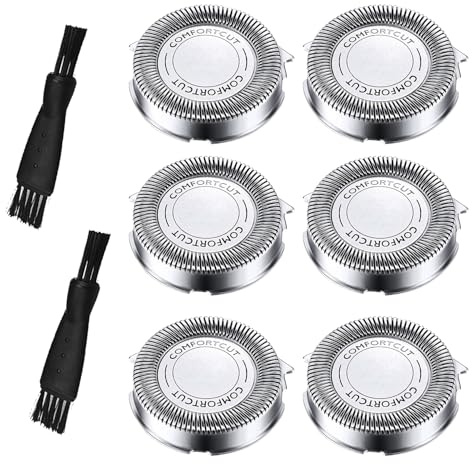 6 Pcs Shaver Replacement Heads, Shaver Head Replacement Blades | with Pointed Blade, with 2Pcs Cleaning Brushes and Storage Box