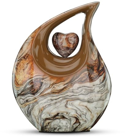 KEEPSAKE COMPANY Urne en Forme de Larme de 10 Pouces avec cœur Assorti - Grande urne de crémation - Cendres pour Hommes, Hommes, Femmes et Grands Animaux de Compagnie, Multicolore personnalisée
