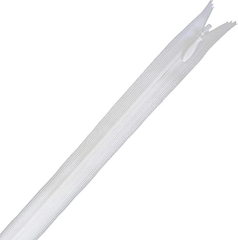 YKK - Cerniera nascosta in nylon, con estremità chiusa, colore bianco, cerniera invisibile leggera e resistente, per abiti da sera, lavori di cucito, vestiti, federe, 56 cm, 1 pezzo