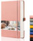 EMSHOI Gepunktetes Notizbuch – 256 Seiten A5 Bullet Dotted Journal, Hardcover Dot Grid Notebook, LederNotizbücher für Arbeit, 120 gm² dickes Papier, 16 perforierte Seiten, Innentasche, 14 x 21 cm,