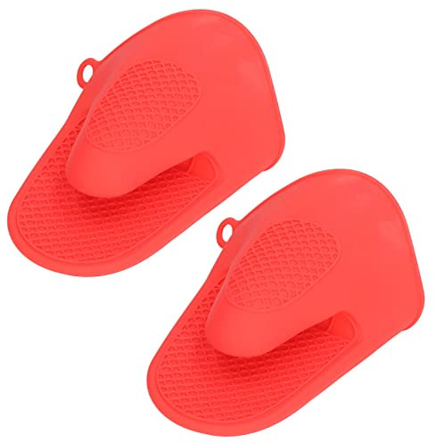 Manoplas de Pellizco de Cocina, Manoplas de Pellizco de Cocina, 2 Piezas de Manoplas de Horno Mini Manoplas de Pellizco de Cocina Anti Escaldado Engrosadas de Silicona para Cocina(Rojo)