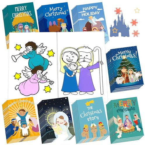 80 Stück Weihnachtskrippe Malbücher für Kinder Christliche Bibel Zeichenbuch Krippe Geschichte Kinder Weihnachtsbücher Krippe Buch Religiöse Preise für Weihnachtsfeier Sonntag Schule Kirche
