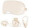Schlafmasken Kit Satin Augenmaske Haargummis Haarband und Aufbewahrungstasche Weiche Angenehme für Pause Reise Schlafen für Damen Mädchen 4 Stück Aprikose