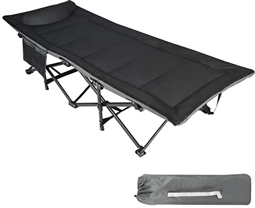 REDCAMP XL Feldbett mit Matratze für Erwachsene 226 kg, Extra Breite Robust klappbett Campingbett Gästebett klappbar, Betten für Outdoor Camping Reisen Büro Indoor, Schwarz