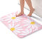 QJHOMO Rosa Badezimmerteppich Niedliche Gänseblümchen Badematte rutschfest Waschbar Badteppich Weiße und Gelbe Blume Badvorleger Weiche Duschvorleger Absorbierende Badezimmer Teppich 60x90 cm