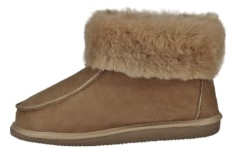 Hollert Lammfell Hausschuhe ZUGSPITZE BEIGE Premium Fellschuhe aus 100% Merino Schaffell