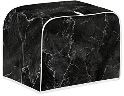 STUOARTE 2 Slice Toaster Cover Black Marble Print Bread Maker Cover Kitchen Small Appliance Cover, Dust and Fingerprint Protection, Machine Washable