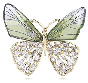 Broche Papillon Délicate Pour Femmes Et Filles Plaqué Or Strass En Cristal Broche De Mariage Clip De Châle Épingle à Nourrice Pour Bouquet De Corsages Pour Chapeau Sac Costume (Vert)