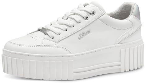 s.Oliver Damen Plateau Sneaker Platform Vegan, Weiß (White), 42 EU