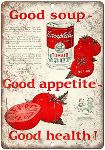 Retro Metall Blechschild Lustig Campbell's Condensed Tomato Soup Painted Iron Plaque Bar Cafe Garage Party Game Room Sign For Home Cave Garage Wall Decoration Vintage Metal Sign 20,3 x 30,5 cm
