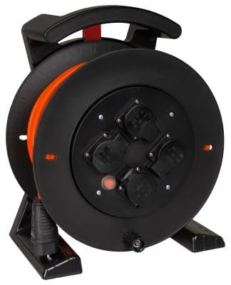 JUMBO Kabeltrommel 2.0 in schwarz, 4x Schutzkontakt-Steckdose, H07BQ-F 3G1,5 mm², 40 m