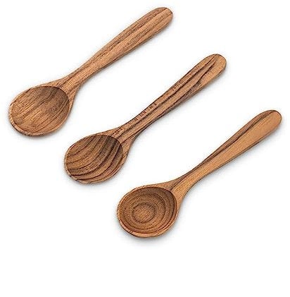 FAAY Mini Seasoning - Condiment Teak Spoons for Sugar Salt Tea Coffee Spices Honey Jam Mastard (1/2 Tea - Spoon x 3)