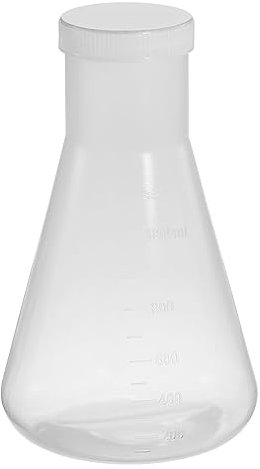 PATIKIL 1000ml Plastic Erlenmeyer Flask with Screw Caps, 1 Pack Narrow Mouth Conical Flask for Laboratory, Clear