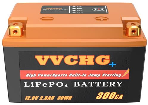 12 volt Battery,Motorcycle Battery 12V 2.5Ah 300A Lithium Battery, Lifepo4 Battery for ATV, Scooter, Snowmobile, Motocross，Generator Battery,Powersports Batteries,Lawn Mower (2.5AH)
