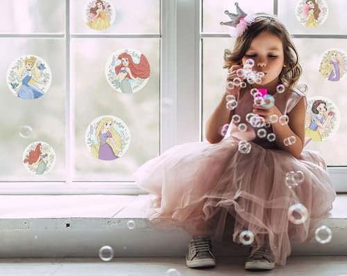 Disney Fensterbild Princess Kindness Bubbles, selbsthaftende Fenstersticker, 30 x 30 cm, 2 Bogen, für Kinderzimmer, Babyzimmer, Mädchenzimmer