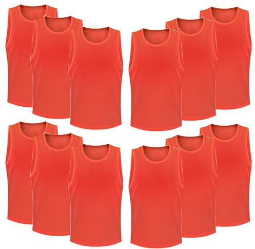 FIBOGOUP Fußball Trainingsweste,Fussball Leibchen Kinder Erwachsene,Fussballtraining Zubehör,Westen fürs Teamtraining (12 Stück, Größe M 115-145cm)