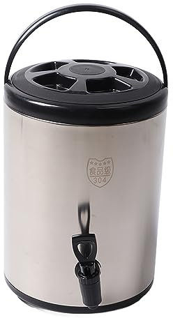 SIYANO Dispensador de bebidas aislado de acero inoxidable 304, dispensador de bebidas frías y calientes de 8 litros, cubo comercial de doble capa, negro, 8 l para leche, té, café, hogar, oficina
