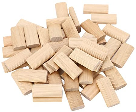 PerGar Tasselli in Legno da 50 Pezzi 10x50mm Blocco di Inserimento per Tenoni in Legno Massello di Faggio per la Lavorazione del Legno Giunzioni di Mobili Tenoni Domino in Legno di