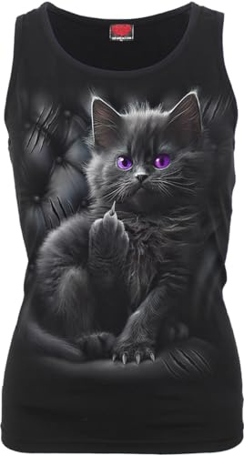 Spiral Cattitude - Vest Frauen Top schwarz Gothic, Katzen, Rockwear