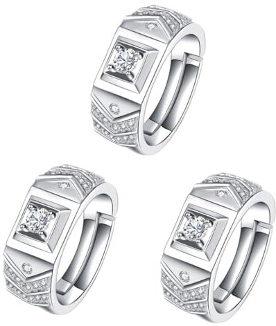 Abaodam 3 Stk Diamantener Herren Herren Diamantringe Statement-ringe Mit Strass Steinringe Eheringe Für Herren Ringe Strass Ehering Weiß Kupferring Mann Persönlichkeit