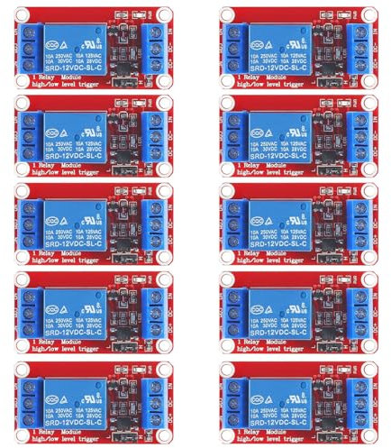 GTIWUNG 10 Piezas Módulo de Relé de 1 Canal 12V con Aislamiento Optoacoplador Relé de relé de expansión Alta y Baja con LED, 12V 1 Channel Relay Module Relay Switch With Optocoupler Isolation