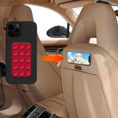 deemars Silikon-Saugnapf-Telefonhalterung Klebehalterung, Doppelseitige Saugnapf-Telefonhalterung, Anti-Rutsch Hands-Free Phone Sticky Holder Universal für Autos Windowns Sitze (Ziegelrot)