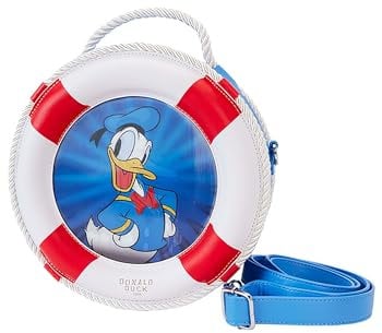 Loungefly Disney Donald Duck Umhängetasche zum 90. Jahrestag mit Linsenraster-Motiv, Mehrfarbig/Meereswellen (Ocean Tides)