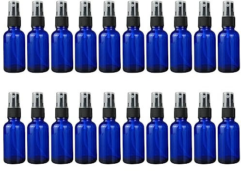 Lot de 20 flacons pulvérisateurs en verre de 20 ml - Petits flacons pulvérisateurs rechargeables réutilisables - Bleu vide - Vaporisateur de voyage pour huiles essentielles, cosmétiques de voyage