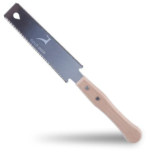 GOLD DEER Japanese Pull Saw for Woodworking Double Edges Pull Saw Garden Trim Saw Woodworking Tools 6 Inch SK5 Flexible Blade Double Edge TPI 17/11 Pull Saw for Craft Hobby DIY Non Slip Wood Handle