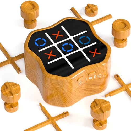 Hot Bee 4 in 1 Elektronisches Tic Tac Toe – Interaktives Spiel für 1-4 Spieler, Fördert logisches Denken und Gedächtnis, Doppelschicht-Spielbox, Kinder von 8 9 10 11 12 Jahren