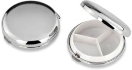 Pillendose glatt rund 3 Fächer 6x1,5 cm Premium Silber Plated edel versilbert