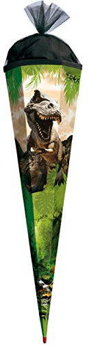 Schultüte - Tyrannsosaurus Rex - Dinosaurier - 22-100 cm - Größe wählbar - rund - mit Tüllabschluß - Zuckertüte - mit/ohne Holzspitze - Roth - Jungen ..