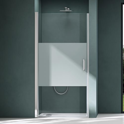 Mai & Mai Porta Doccia Nicchia 80x195cm Vetro Sicurezza ESG Opaco, Cabina Doccia con Meccanismo Sollevamento e Abbassamento Teramo24MS