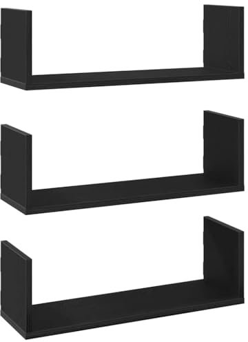 vidaXL Wandregale 3 STK. Schwarz Eichen-Optik 58x18x18cm Holzwerkstoff, Schweberegal, schwebendes Regal, Regal, Wandboard, Regal schwebend