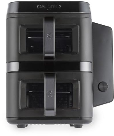 Salter Friggitrice ad aria verticale con doppio cassetto, cuoce su 4 livelli, capacità di 9L attraverso due cestelli da 4.5L, design salvaspazio, 12 funzioni di cottura con Sync & Match, senza PFAS