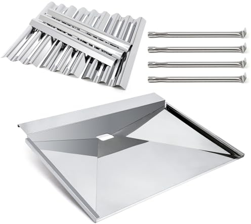 Adviace Grill-Ersatzteile für Napoleon LEX 485, N010-0501-M01 Abtropfschale & S81001 Edelstahl-Brenner und Sear Heizplatten-Kit für Napoleon LEX485 LD485 Serie Grills, 4 Stück