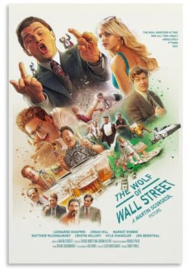 ZAJSGPUR Movie The Wolf Of Wall Street Vintage Poster Dekorative Malerei Leinwand Wandkunst Wohnzimmer Poster Schlafzimmer Malerei 08x12inch(20x30cm)