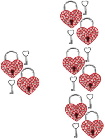 DIYEAH 8 Ensembles Cadenas Cœur avec Serrure Petite pour Voyage Casier Souhaits des Couples