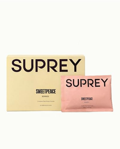 SWEETPEACE by SUPREY - Vegan Protein | Packs Individuales (30g) | 22g de Proteína 100% Vegetal de Guisante y Arroz | Con Enzimas Digestivas y Fibra | Sin gluten, sin azúcar añadido (600g Frutos Rojos)