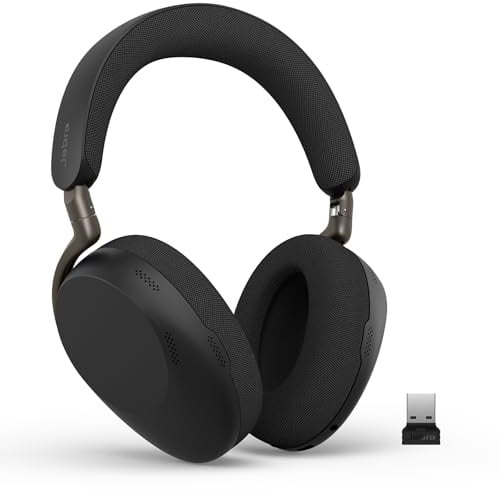 Jabra Evolve3 85 Over‑Ear Wireless Bluetooth Headphones with Mic, Black | Headset for work, Adaptive ANC, Up to 25-Hour Battery, USB-A, Works with Leading Meeting Apps