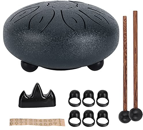 Steel Tongue Drum Kit 11 Tone Hand Pan Percussion Instrument 6in - Ethereal Sound, Worry - Play, Ideal for Meditation and Music Education