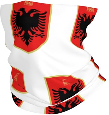 KQISANGM Halswärmer/Schlauchschal Für Damen Herren Flagge Republik Albanien Winter-Halstuch Bandana Gesichtsmaske Winddichter Schlauchschal Halswärmer Für Outdoor Wie MotorSkifahren Laufen Radfahren