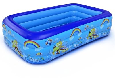 Cartoon Inflatable Large Paddling Pool for Kids & Adults, 3-Layer family Paddling Pool with Cute Pattern, Durable Leak-Resistant PVC and Fast Drain Design for Backyard, Garden, Indoor & Outdoor Party