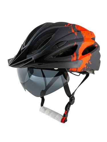 Dynamischer City-Helm (Unisex) für Damen & Herren – Schwarz/Rot mit LED & Magnet-Visier – Urban Fahrradhelm, Ultraleicht 245g, 54-61cm