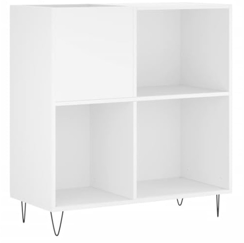 Mhdvray Armoire à panneaux en bois blanc avec pieds en fer 84,5 x 38 x 89 cm - Design moderne pour un rangement peu encombrant dans le salon, le bureau, la chambre à coucher